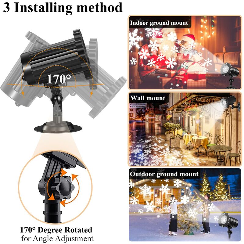 Snowflake Projection Lamp with Remote Control IP65 Waterproof Outdoor Christmas Light for Indoor Party Garden Wedding Bar Decor - Image 2