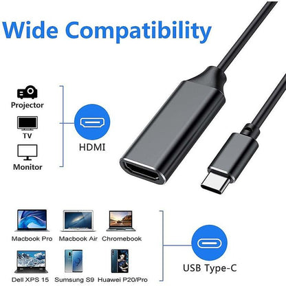 4K HDMI to USB C Adapter with Audio Video Output MacBook iPad Pro Samsung Huawei Compatible with Mate 20 Black - Image 3