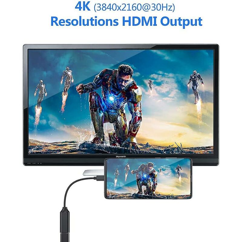 4K HDMI to USB C Adapter with Audio Video Output MacBook iPad Pro Samsung Huawei Compatible with Mate 20 Black - Image 4