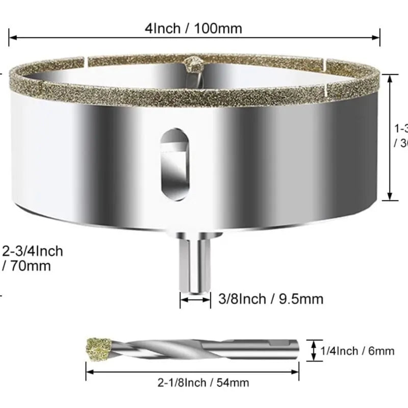 Diamond Hole Saw 100mm with Centering Drill Tile Cutter - Image 2