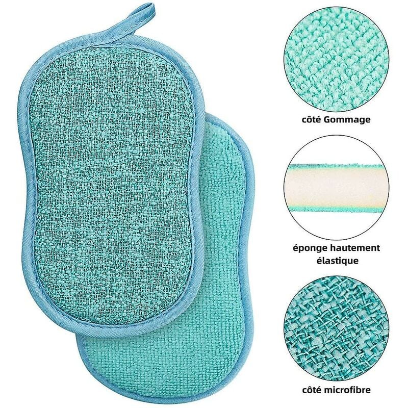 Microfiber Dish Sponges for Non-Stick Pots and Pans, Antibacterial, Reusable and Washable Scouring Pads, 4 Pack - Image 4