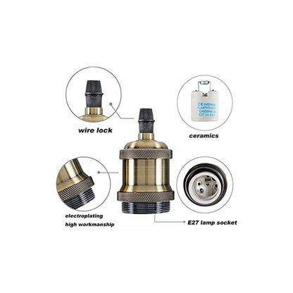 E27 Vintage Lamp Holder Ceramic Socket Adapter 4 Pieces Bronze with Braun Compatible - Image 2