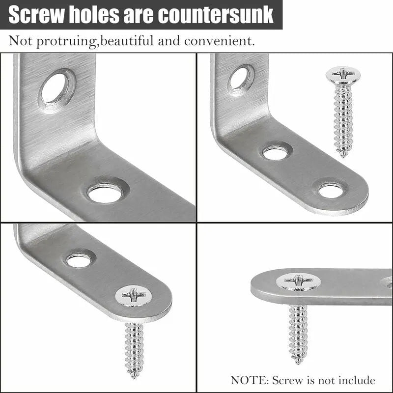 Stainless Steel Corner Brackets 40x40mm 13pcs Furniture Repair Silver Compatible with Furniture Brands - Image 3