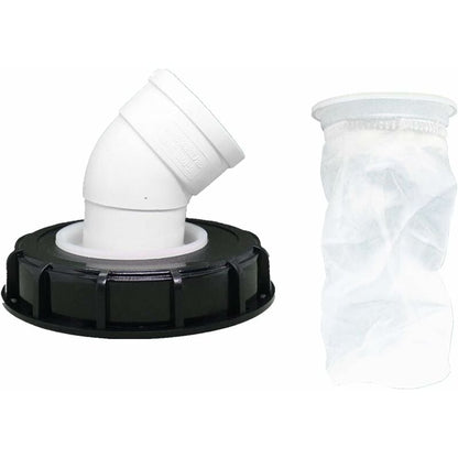 163mm Nylon Rainwater Filter with Lid, 45° Inlet, Washable, Compatible with IBC Water Tank DN 150