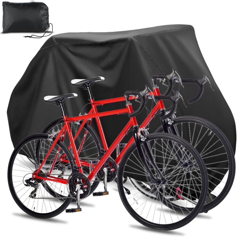 Bicycle Cover for 2 Bikes Waterproof Windproof 210D Oxford Storage Bag with Lock Holes Compatible with 56Vingt - Image 2