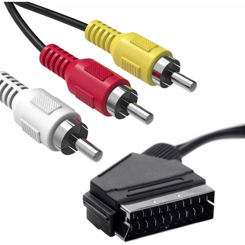 Scart to RCA Cable Male 1.5m Audio Video Adapter Compatible with TV DVD VCR