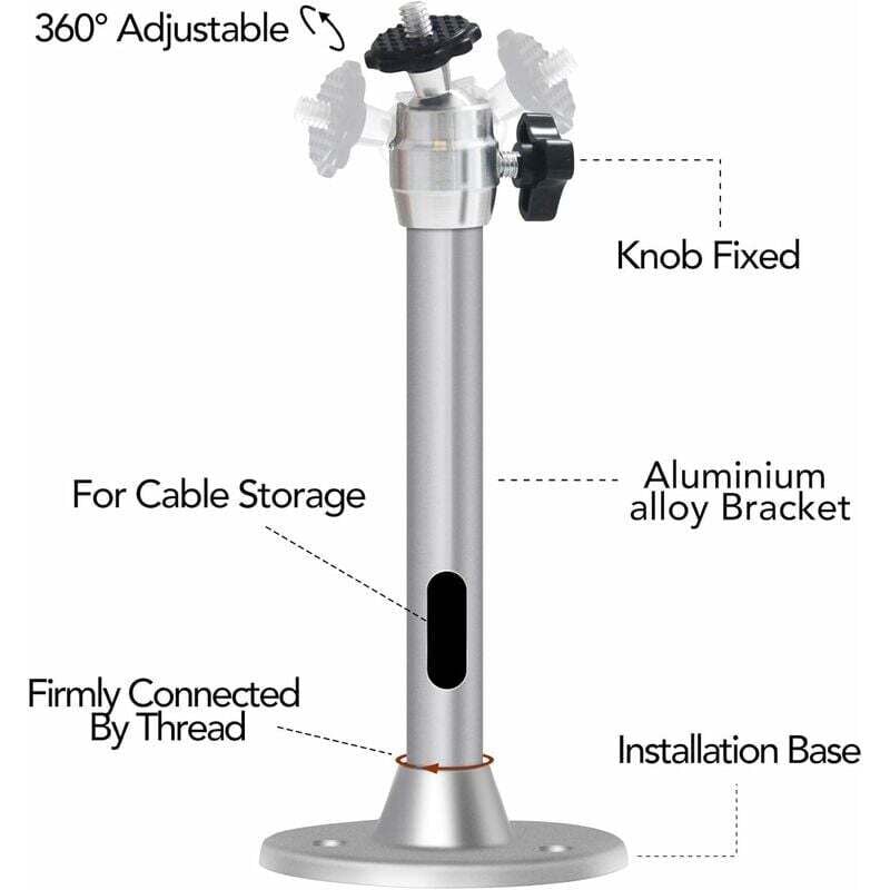 Projector Ceiling Mount for Mini Projector - Compatible with 3kg Load, 360° Rotation, 90° Tilt, Aluminum Ceiling and Wall Mount - Image 2