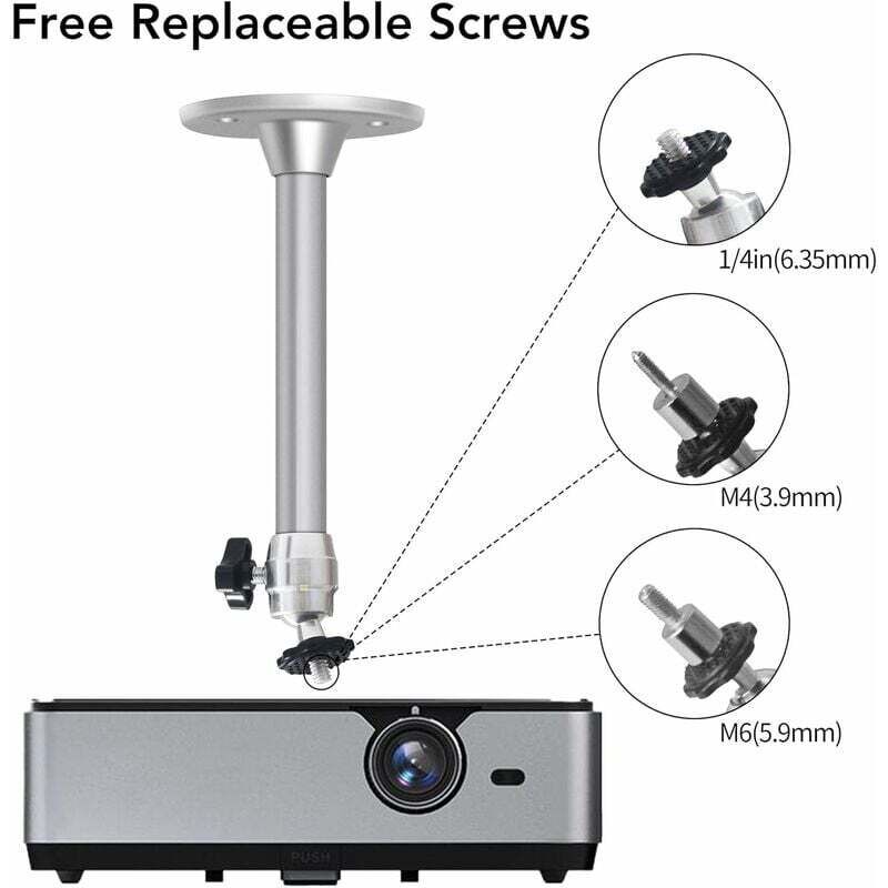 Projector Ceiling Mount for Mini Projector - Compatible with 3kg Load, 360° Rotation, 90° Tilt, Aluminum Ceiling and Wall Mount - Image 5