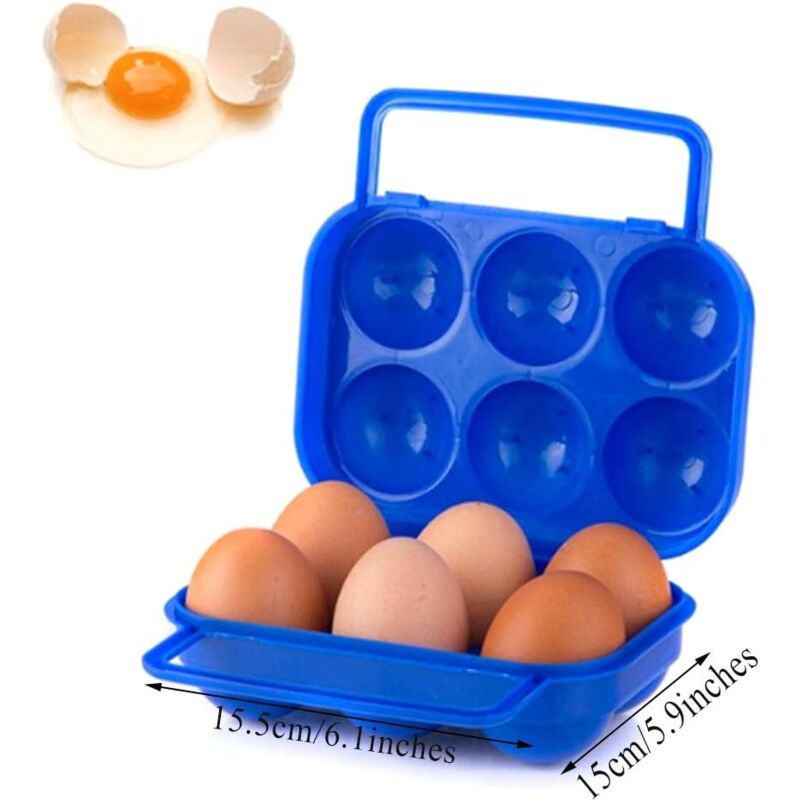 Portable Plastic Egg Carton Foldable 6 Compartments Large Capacity Egg Storage Box Holder Organizer for Refrigerator and Crisper - Image 2