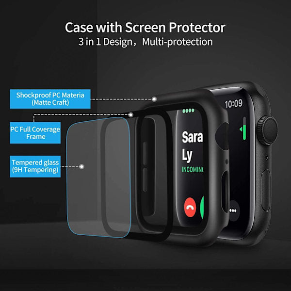 Compatible with Apple Watch Series 7/8/9 45mm 2-Pack Black Screen Protector - Image 2