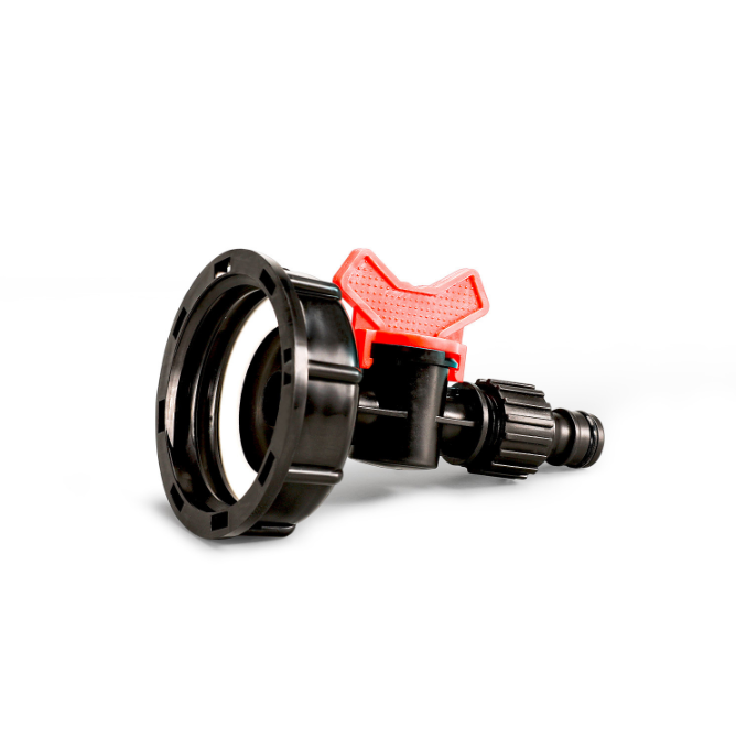 Accessories for 1000L IBC tanks: Adapter cap + 4-point butterfly faucet + black nipple (Teflon tape included) - Image 3
