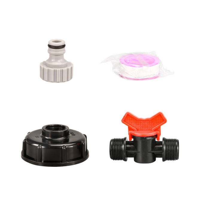 Accessories for 1000L IBC tanks: Adapter cap + 4-point butterfly faucet + black nipple (Teflon tape included) - Image 5