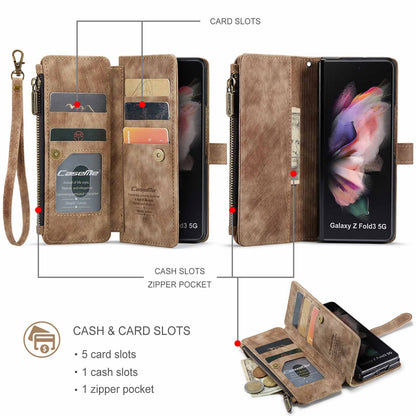 Compatible with Samsung Galaxy Z Fold 3 Case, Samsung, Retro Wallet Design, Card Slots, Magnetic Stand \u0026 Strap - Image 2