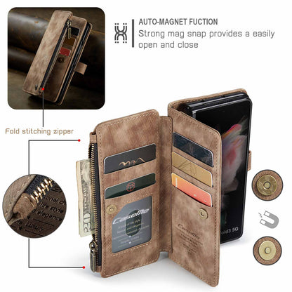 Compatible with Samsung Galaxy Z Fold 3 Case, Samsung, Retro Wallet Design, Card Slots, Magnetic Stand \u0026 Strap - Image 3