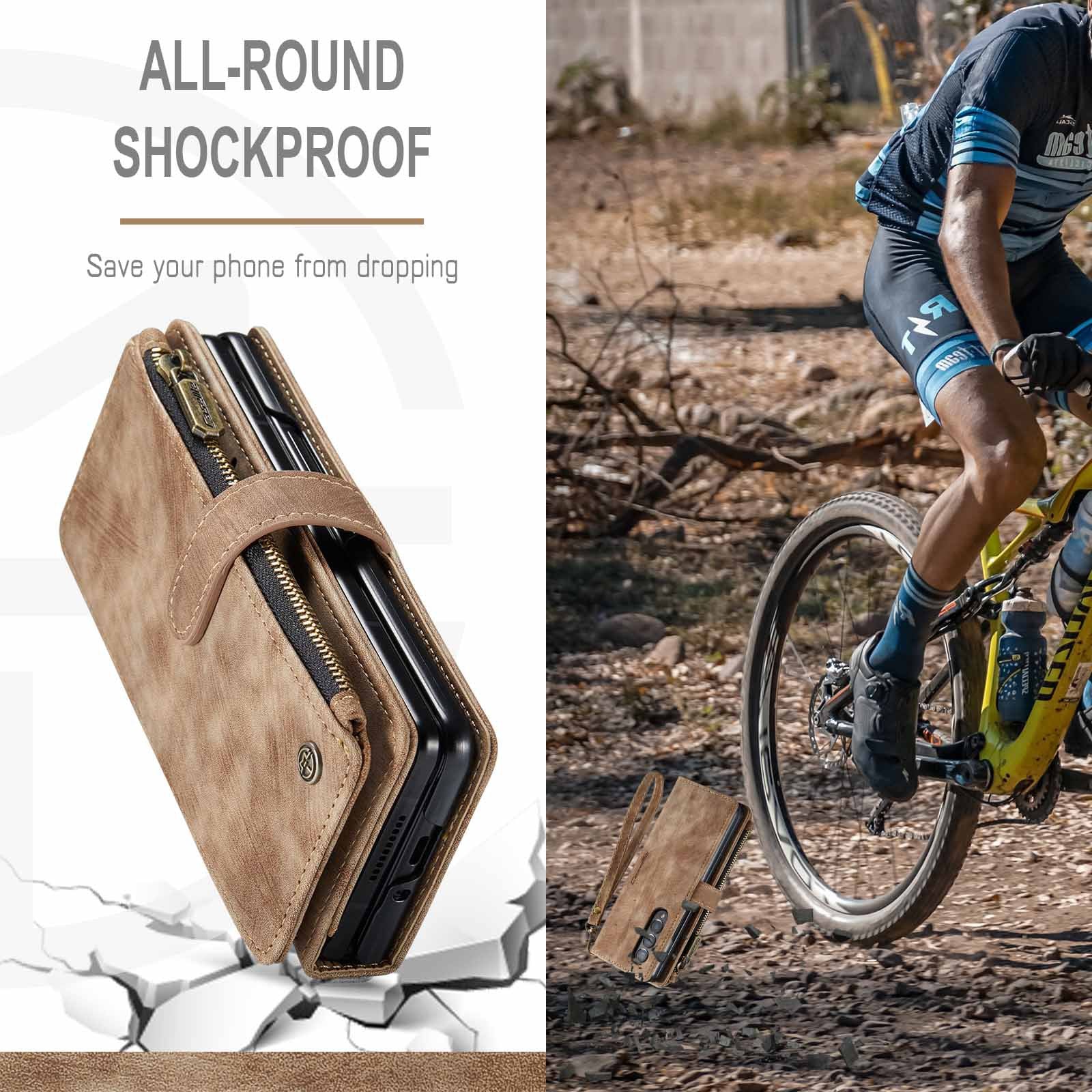 Compatible with Samsung Galaxy Z Fold 3 Case, Samsung, Retro Wallet Design, Card Slots, Magnetic Stand \u0026 Strap - Image 5