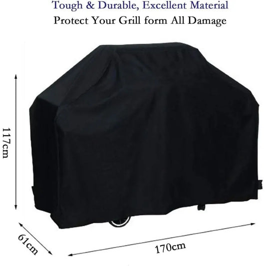 Grill Cover BBQ Protective Tarpaulin Anti-UV Anti-water Anti-moisture with Storage Bag Black (170 x 61 x 117cm) - Image 3