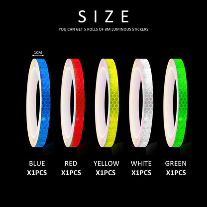 Reflective Stickers for Bicycle, Color Reflective Tape, Self-Adhesive Safety Tape, Waterproof Warning Tape (1cm*8m) - Image 2