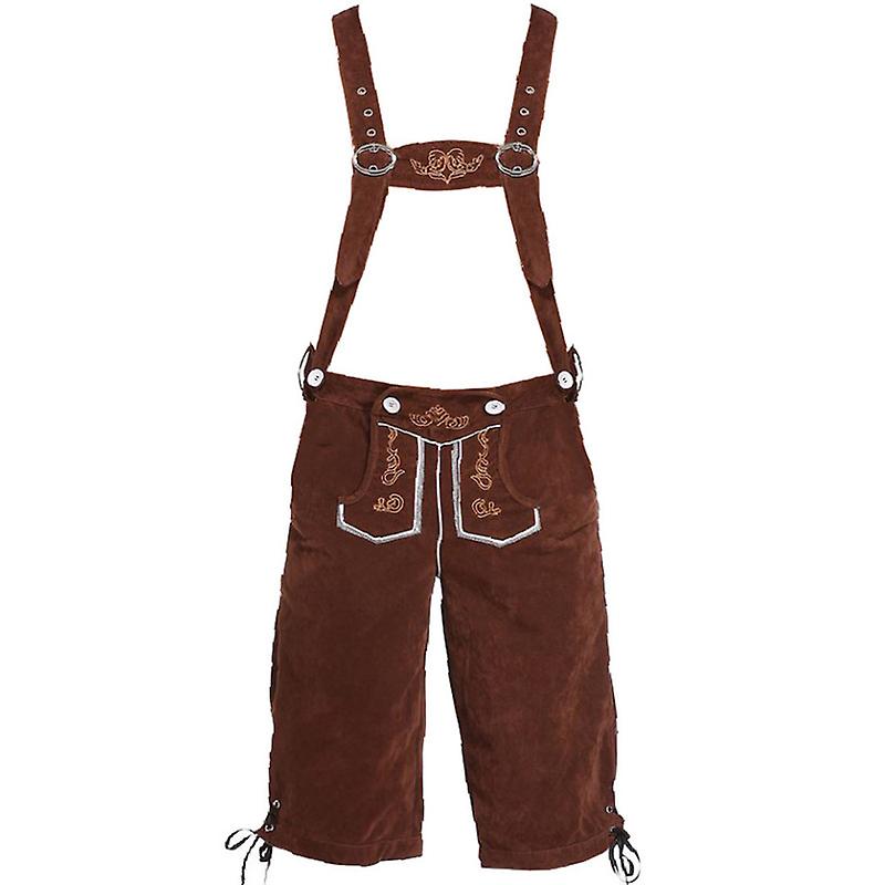 Lederhosen for Men - Genuine Leather, Authentic German Lederhosen for Men, Oktoberfest Attire - Brown-XF7-Brown XL - Image 4