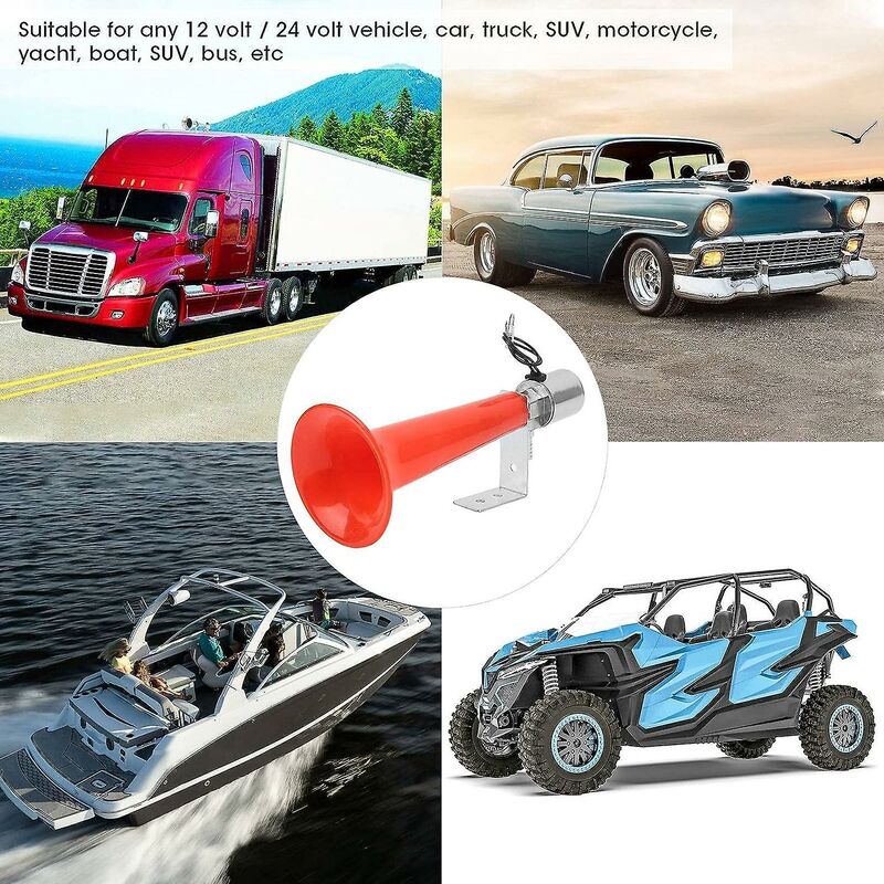 180dB Universal Truck Horn with Turkish Horn Sound 12V 24V Compatible with SUVs Motorcycles Caravans Red - Image 3