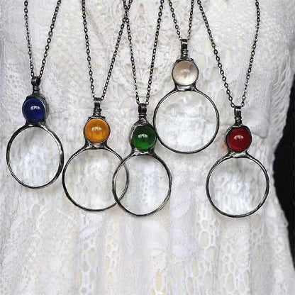 Magnifying Glass Necklace for Reading, Blue Magnifying Glass Jewelry, Elderly Gift