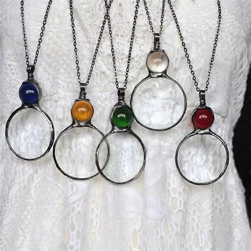 Magnifying Glass Necklace for Reading, Blue Magnifying Glass Jewelry, Elderly Gift