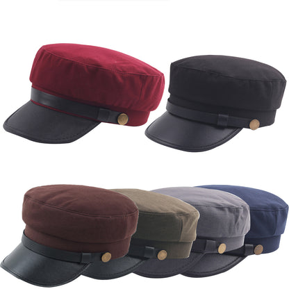 Military Caps Navy Blue Unisex Flat Top Captain Hat for Women Men Spring Autumn Fashion - Image 2