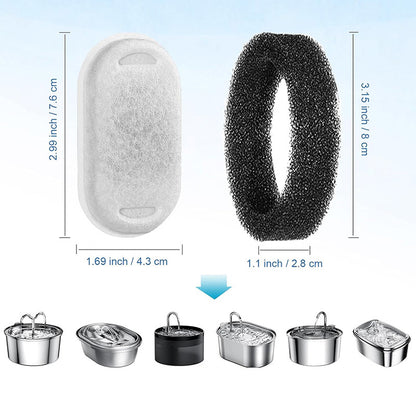 Water Fountain Filter Set of 16 Compatible with Catit Stainless Steel Pet Fountain Includes 8 Replacement Filters and 8 Sponges - Image 3