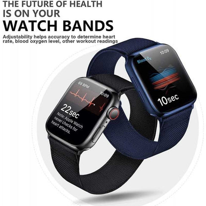 Compatible with Apple Watch 42/44/45/49 mm Adjustable Elastic Nylon Strap Black - Image 3