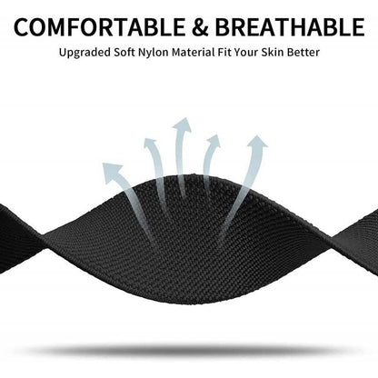Compatible with Apple Watch 42/44/45/49 mm Adjustable Elastic Nylon Strap Black - Image 4