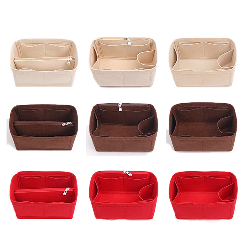 Bag Organizer Felt Fabric Insert 25 30 35 Makeup Handbag Khaki StyleC A - Image 5