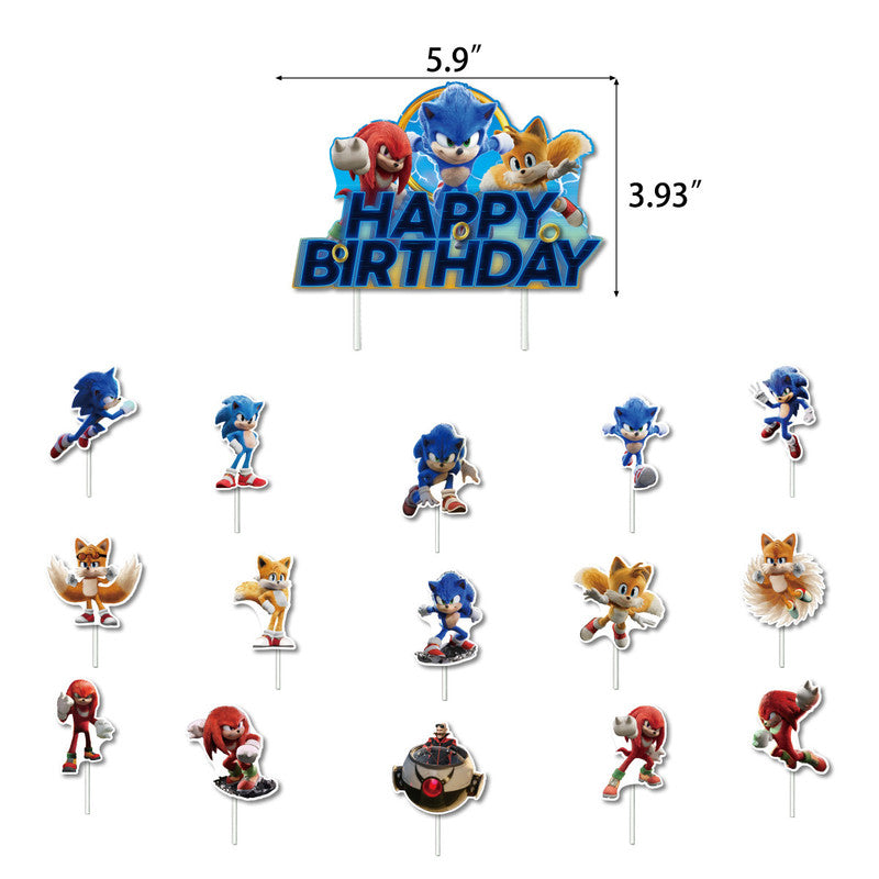 Sonic Birthday Theme Party Decoration Cartoon Accordion Flag Insert Balloon Set D - Image 4