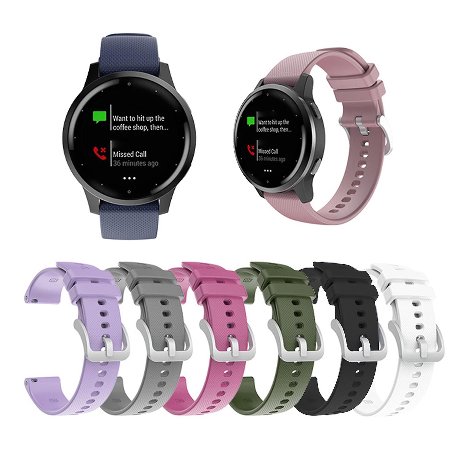 Garmin Venu SQ Vivoactive 3 4 Forerunner 245 Compatible Watch Band 20mm 22mm Checkered Soft Silicone Strap Army Green - Image 2