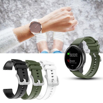 Garmin Venu SQ Vivoactive 3 4 Forerunner 245 Compatible Watch Band 20mm 22mm Checkered Soft Silicone Strap Army Green - Image 3