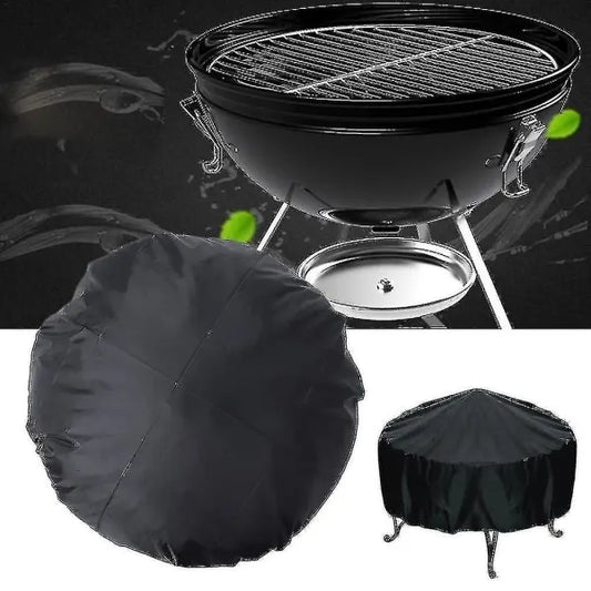Outdoor Round Fire Pit Cover 112cm Waterproof Black Compatible with Patio - Image 3
