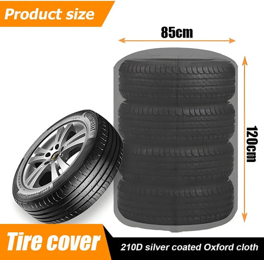 Tire Storage Cover, Universal Tire Cover for 4 Tires, Car Spare Tire Tire Storage Bag Case Protection (Silver) - Image 2