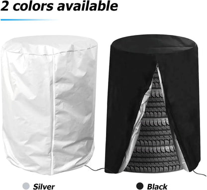 Tire Storage Cover, Universal Tire Cover for 4 Tires, Car Spare Tire Tire Storage Bag Case Protection (Silver) - Image 5
