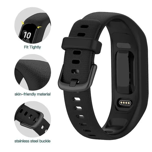 Compatible with Garmin Vivosmart 5 Wristbands, 3pcs Soft Silicone Replacement Sports Bands in Black White Blue - Image 2
