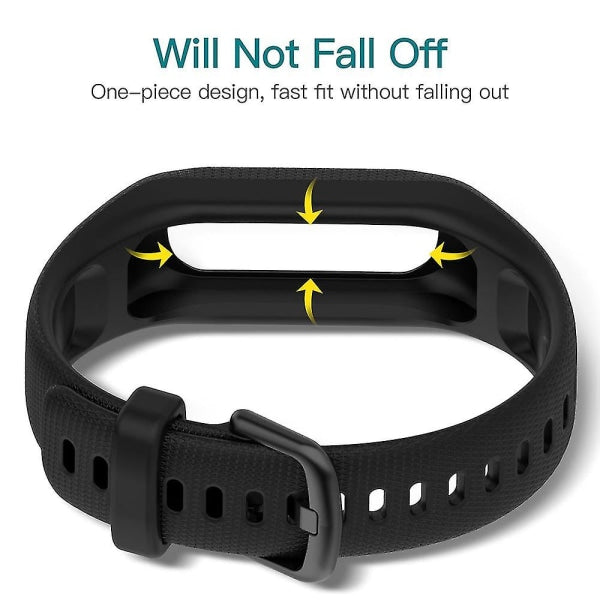 Compatible with Garmin Vivosmart 5 Wristbands, 3pcs Soft Silicone Replacement Sports Bands in Black White Blue - Image 4
