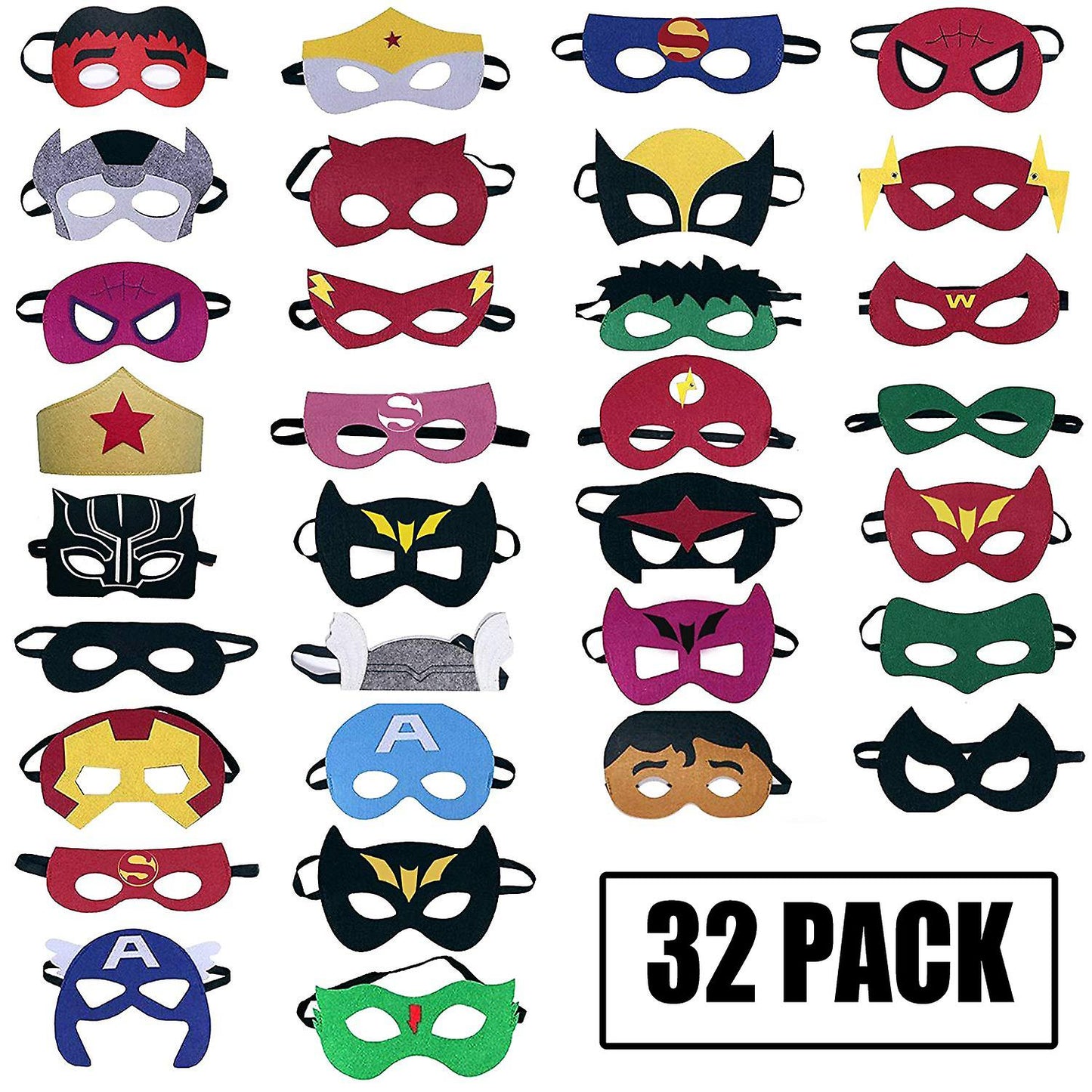 Superhero Masks 32 Pack Kids Party Favors Felt Elastic Masks - Image 2