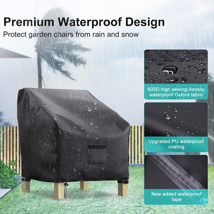 Garden Furniture Covers, Waterproof, 2-Pack, Lawn Mower Chair Covers 600D Heavy Duty Oxford Fabric, Large Covers for Lounge Chairs with Deep Seat - Image 4