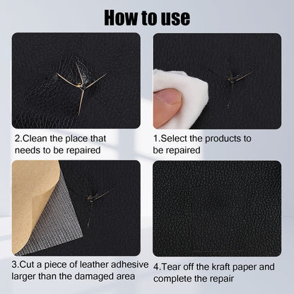 Self-adhesive repair patch artificial leather 50x138 cm Black Black Black Variety - Image 2