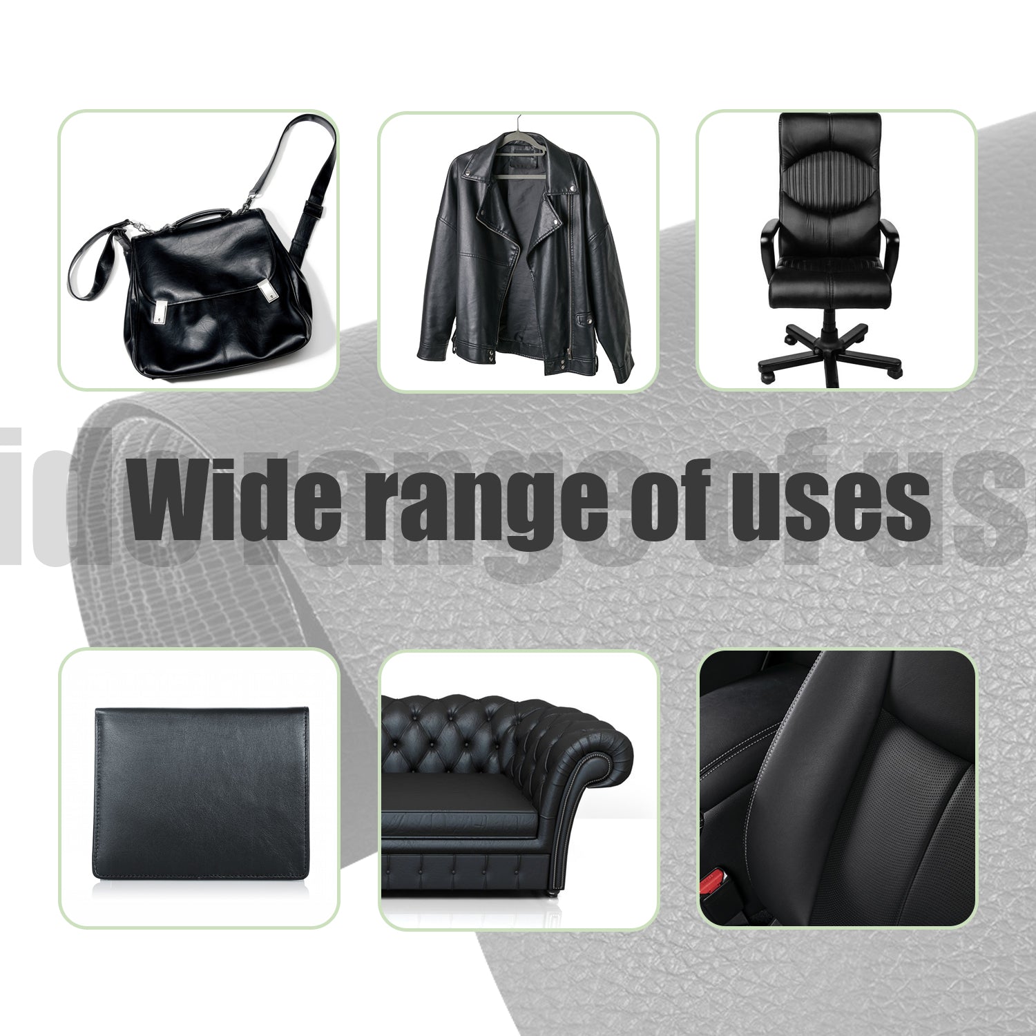 Self-adhesive repair patch artificial leather 50x138 cm Black Black Black Variety - Image 6
