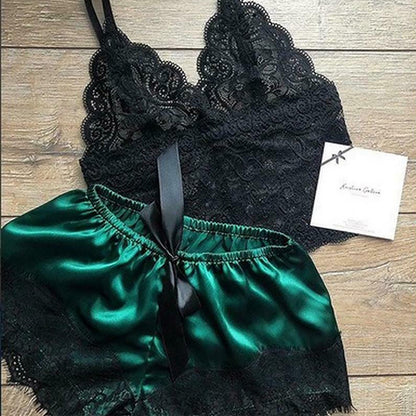 Sexy Transparent Pajamas for Women Dark Green XL, Stylish Strap Costume