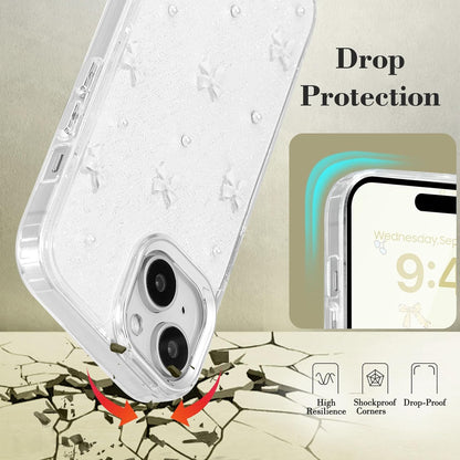 White Transparent Bowknot iPhone 14 Plus Case Cute 3D Thin Soft Durable Mobile Cover - Image 3