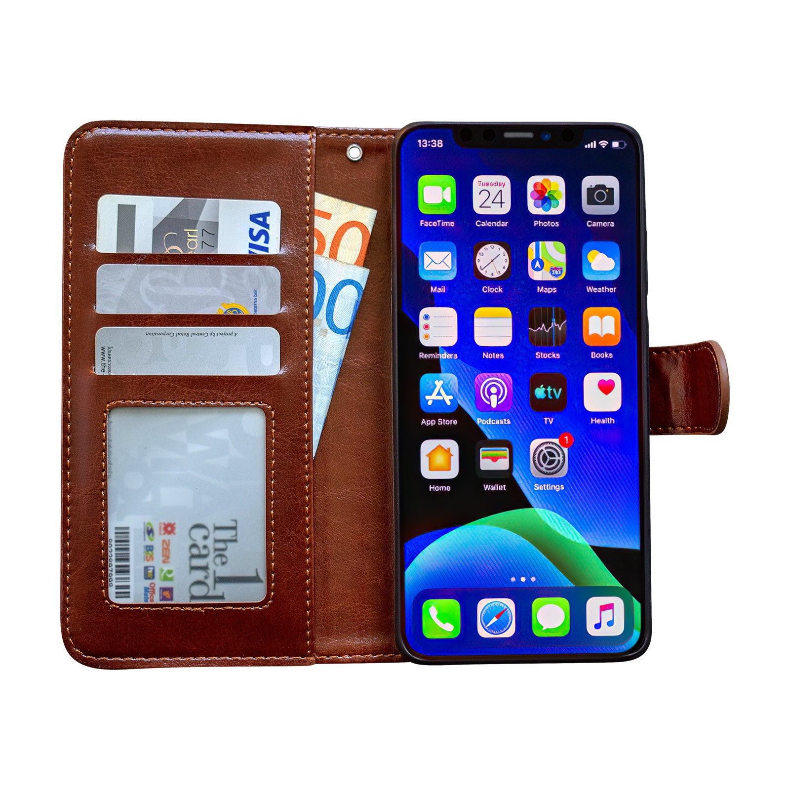 iPhone 12 Leather Case Protection Black Compatible with iPhone 12 - Image 3