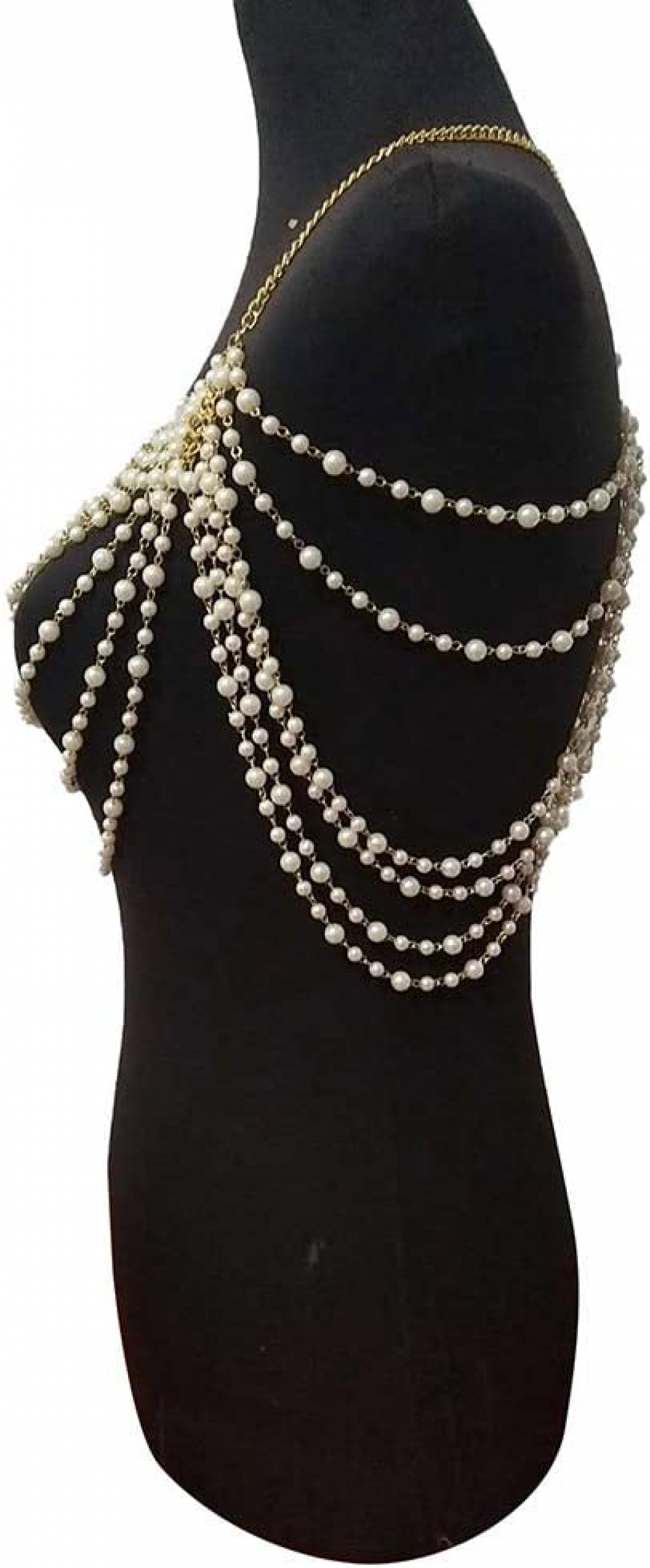 Pearl Body Chain for Women, Gold Multi-layer Necklace for Backless Dresses and Bikinis, Bridal Jewelry - Image 3