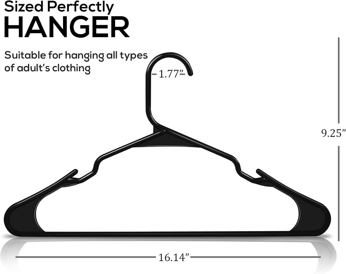 Plastic Clothes Hangers 20 Pack Space Saving Durable with Shoulder Groove Black - Image 2