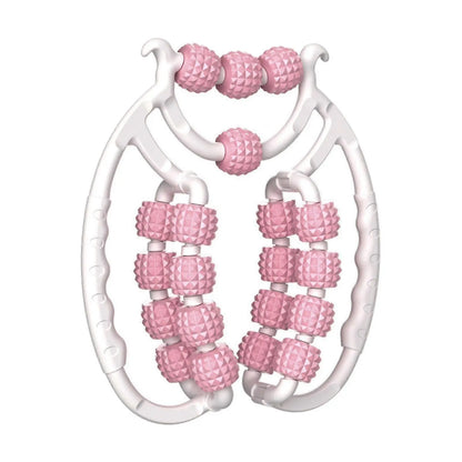 Massage Roller Relax Roller 20 Wheels Tubular Device Arm Leg Massage Circular Leg Clamps for Golfers Elbow Neck Leg Ankle Pink - Image 2