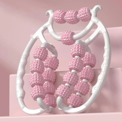 Massage Roller Relax Roller 20 Wheels Tubular Device Arm Leg Massage Circular Leg Clamps for Golfers Elbow Neck Leg Ankle Pink - Image 4