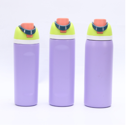Insulated Stainless Steel Water Bottle with Straw,Purple color blocking & 24 oz, BPA-Free, for Travel, Sports, Outdoors - Image 2